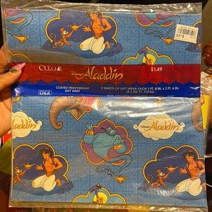 Vintage 90s Disney Aladdin Gift Wrap Wrapping Paper (8.3 Sq Ft Total)